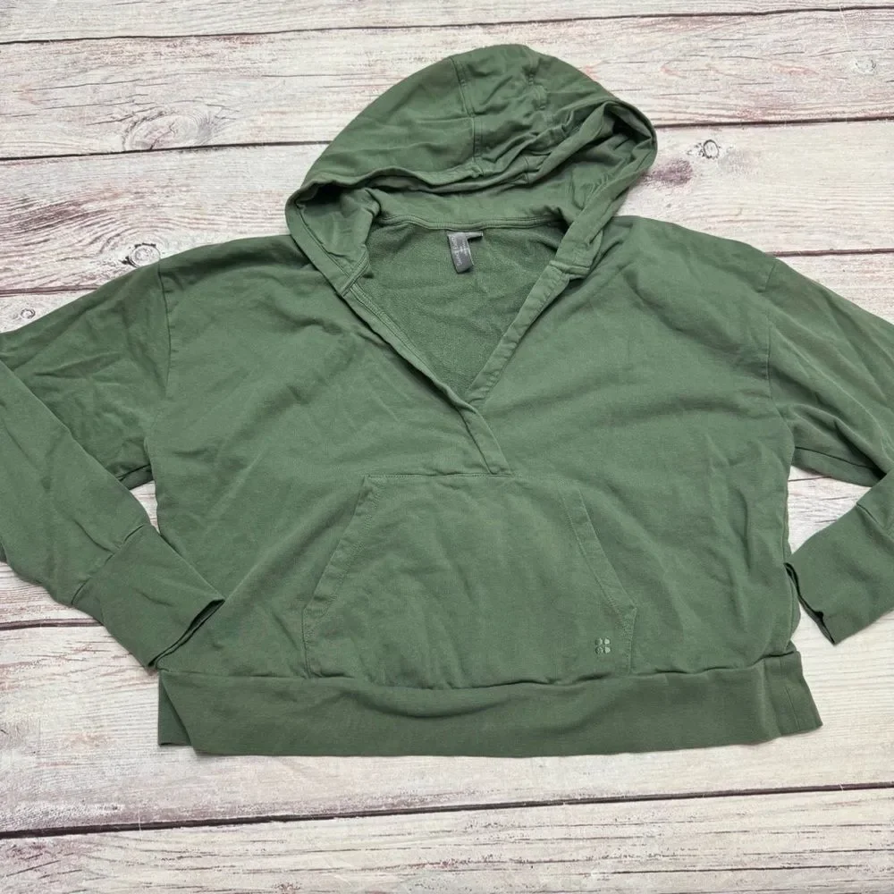 Sweaty Betty After Class Salix Green Relaxed Fit Hoodie Size M Top Sweatshirt - Picture 2 of 9